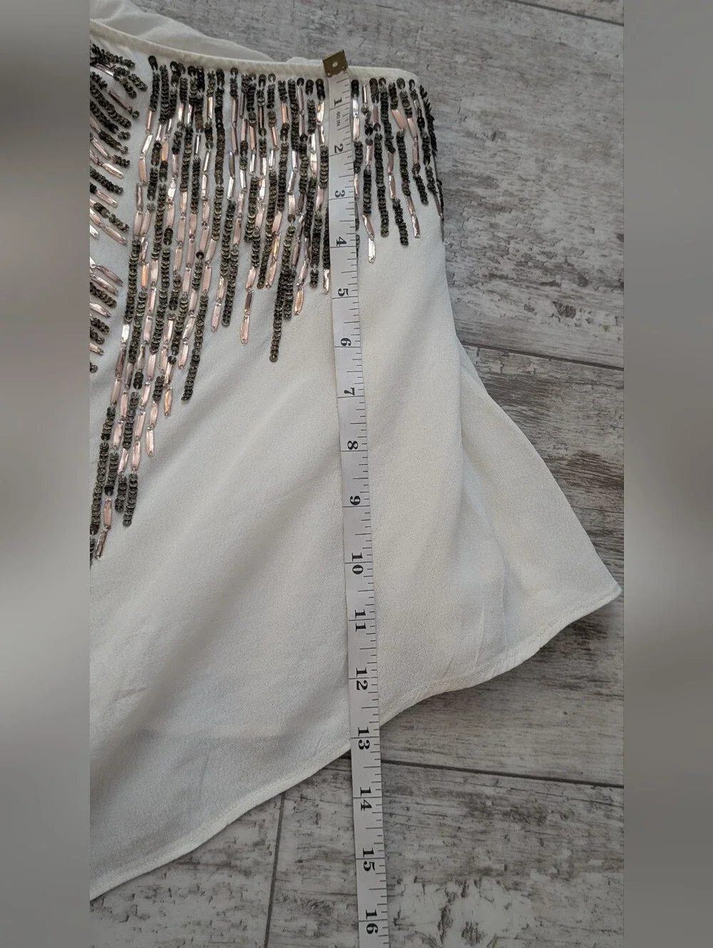 Free People White Halter Crop Top with Silver and Rose-Gold Sequin Fringe - Picture 8 of 13